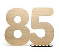 HAGEFOL Guest book wooden decoration sign number 85 - to write on yourself as a gift with stand and birthday candle holder - for 85th birthday decoration, 85th anniversary or wedding