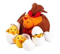 Hagemann Fabric Model Life Cycle Chicken with Chick - Set, 8 Pieces, Outer Fabric Fairtrade Organic Cotton, 3 Eggs for Opening and Removing Chicks, Chicks & Chicken, Pluggable, Educational Learning