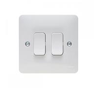 Hager WMPS22 Sollysta White Moulded 10AX 2 Gang 2 Way Wall Switch