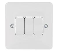 Hager WMPS32 Sollysta White Moulded 10AX 3 Gang 2 Way Wall Switch