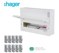 Hager 14 way 100amp Mainswitch Metal Clad Consumer Unit WIth 10 MCB's AM3