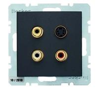 Hager - 3 x Zinc/S-Video Socket S-B Matte Anthracite