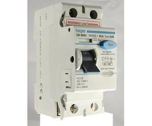 HAGER 63 AMP 30mA DOUBLE 2 POLE RCCB RCD CIRCUIT BREAKER CD 263U 27241 BSEN61008