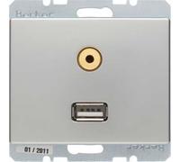 Hager Arsys - USB 3.5 mm Audio Socket Steel