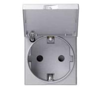 HAGER (AUT.+REST) WXF165T Gallery Schuko 16A con tapa Aluminio Power Type, Multicolor