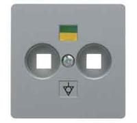 Hager B1 - Central Plate Double Socket Aluminium