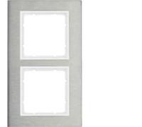 Hager B7 - 2 Frame Stainless Vertical Elements White Polar Matte