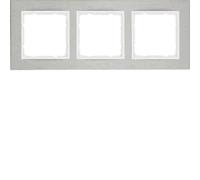 Hager B7 - Frame 3 Elements Horizontal Stainless Polar White Matte