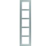 Hager B7 - Frame 5 Elements Stainless Vertical Polar White Matte