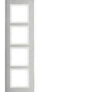 Hager B7 - Framework 4 Stainless Vertical Elements White Polar Matte