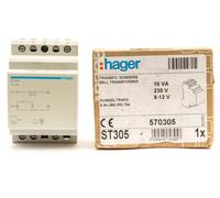 HAGER Doorbell Transformer 230V - 8 - 12V 16VA 3 DIN Modules ST305