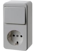Hager Berker Combination Switch Socket Surface-Mounted Gloss Polar White - 61479649