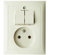 Hager Berker S.1 Series Switch With 2P Socket Outlet - White - 6143658982