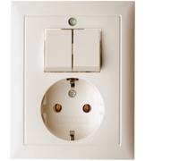 Hager Berker S1 SCHUKO Socket Outlet With Cover Plate Glossy White - 6143558942