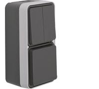 Hager Berker W1 Combination Switch and Socket Grey Surface Mounted - 47903515