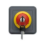 Hager cubyko Waterproof Emergency Stop 1/4 "Back Grey