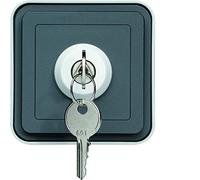 Hager cubyko Waterproof Key 2 Position Switch Surface - Grey