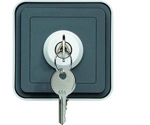 Hager cubyko Waterproof Key 2 Position Switch Surface - Grey
