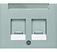 Hager K5 - Central Plate with Porta ROTULO Blind 2 Modules Aluminium