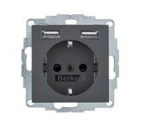 HAGER (KNX+DOM) 48031606 Toma SCHUKO/USB, S.x/B.x, Antracita Power Type, Multicolor