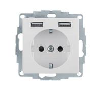 HAGER (KNX+DOM) 48038982 Toma SCHUKO/USB, S.x/B.x, Blanco Brillo Power Type, Multicolor