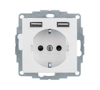 HAGER (KNX+DOM) 48038989 Toma SCHUKO/USB, S.x/B.x,bl Polar Brillo Power Type, Multicolor