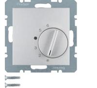 Hager - Plate Series 1/B1/B3/B7 Thermostat with Switch Aluminium