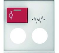 Hager q.1 Lid with Red Call Button + 2 Polar White Outlets