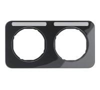 Hager r.1 - Frame r1 2 Horizontal Labels Holder Black Gloss