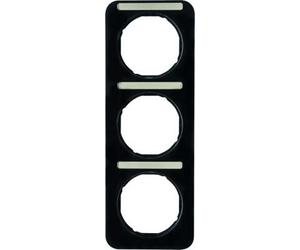 Hager r.1 - Frame r1 3 Vertical Elements with Label Holder Black Gloss