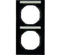 Hager r.3 - Frame R3 2 Vertical Elements with Label Holder Black Gloss