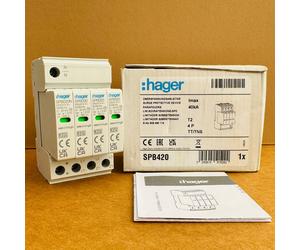 Hager Surge Protective Device SPD 4P T2 TNS/TT Uc 350V In 20kA Imax 40kA SPB420