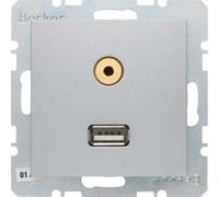 Hager - Toma USB 3.5 mm Audio S-B Matte Aluminium