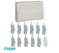 Hager VML112SPDRK 12 Way 100A Main Switch Consumer Unit with T2 SPD (Round Knockouts) + 11 RCBOs & 1x FREE Blanks