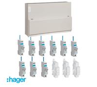 Hager VML112SPDRK 12 Way 100A Main Switch Consumer Unit with T2 SPD (Round Knockouts) + 9 RCBOs & 3x FREE Blanks