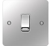 Hager WFDP84PSW Sollysta Flat Plate 20A Double Pole Switch - Polished Steel + White Insert