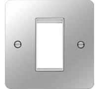 Hager WFP1EUPSW Sollysta Flat Plate Single Euro Style Module Faceplate - Polished Steel+ White Insert