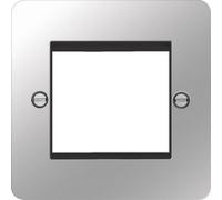 Hager WFP2EUPSB Sollysta Flat Plate Single Euro Style Module Faceplate - Polished Steel+ Black Insert