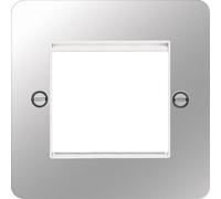 Hager WFP2EUPSW Sollysta Flat Plate Single Euro Style Module Faceplate - Polished Steel+ White Insert
