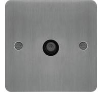 Hager WFSATBSB Sollysta Flat Plate F Type Satellite Outlet - Brushed Steel + Black Insert
