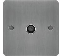 Hager WFSATBSW Sollysta Flat Plate F Type Satellite Outlet - Brushed Steel + White Insert