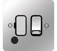 Hager WFSSU83FOPSB Sollysta Flat Plate 13A Fused Connection Unit Switched + Flex Outlet - Polished Steel + Black Insert