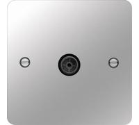 Hager WFTVFPSB Sollysta Flat Plate Single Co-Ax TV Socket Outlet Female - Polished Steel + Black Insert