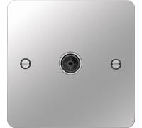 Hager WFTVFPSW Sollysta Flat Plate Single Co-Ax TV Socket Outlet Female - Polished Steel + White Insert