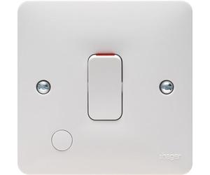 Hager WMDP84FO Sollysta White Moulded 20A Double Pole Switch + Flex Outlet