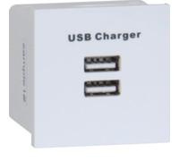 Hager WMMUSB Dual USB Charger Socket Euromodule White 1.8A