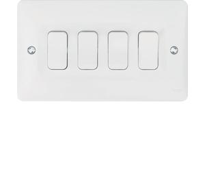 Hager WMPS42 Sollysta White Moulded 10AX 4 Gang 2 Way Wall Switch