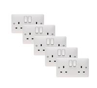 Hager WMSS82 Sollysta White Moulded 13A 2 Gang DP Switched Socket (5 Pack)