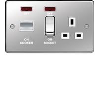 Hager WRCC50NPSW Sollysta Raised Plate 45A Cooker Control Unit LED Indicator - Polished Steel + White Insert