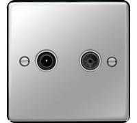 Hager WRDXPSW Sollysta Raised Plate TV & FM/DAB Outlet - Polished Steel + White Insert